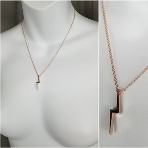 Rose Gold Lightning Bolt Pendant Necklace